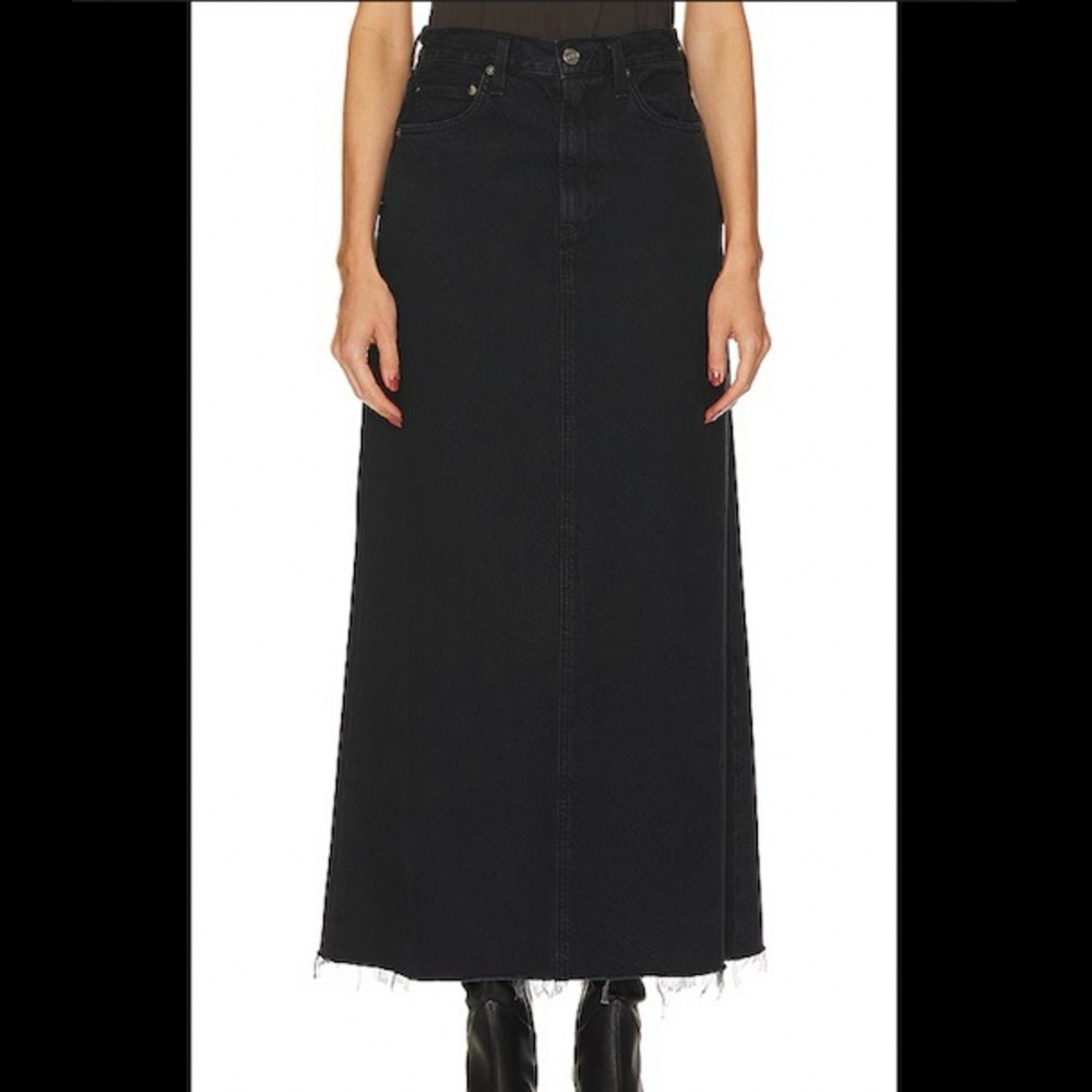AGOLDE Hilla Long Line Skirt - Black Denim Maxi Skirt
